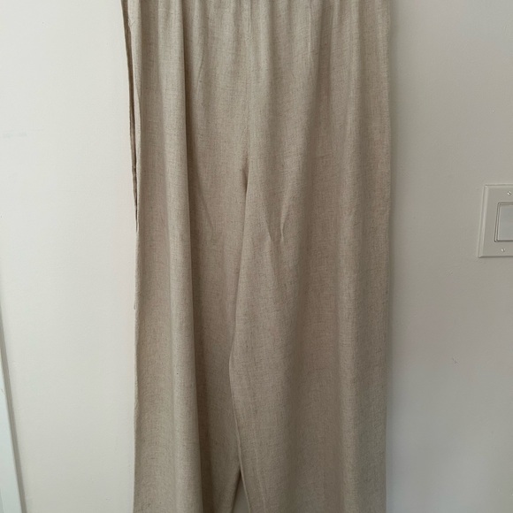 SHEIN Women's Beige Wide Leg Linen Pants - Picture 5 of 8